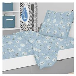 Dimcol Σετ Σεντόνια Μονά Βαμβακερά Smile 81 Blue 160x240cm 2τμχ