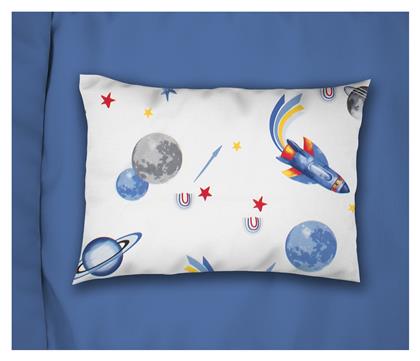Dimcol Space Παιδική Μαξιλαροθήκη από 100% Βαμβάκι 50x70εκ. White-blue