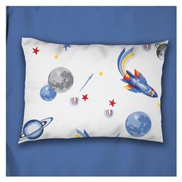 Dimcol Βρεφική Μαξιλαροθήκη από 100% Βαμβάκι White-blue 45x35εκ.