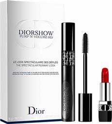 Dior Diorshow Pump 'n' Volume HD Mascara 090 Black Pump 6gr, Rouge Dior 999 1,5gr από το Notos