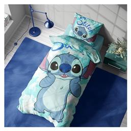 Disney Σετ Σεντόνια Μονά Βαμβακερά Stitch 822 Turquoise 160x240cm 2τμχ