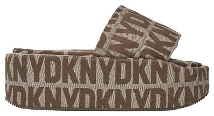 DKNY Γυναικεία Σανδάλια Flatforms σε Καφέ Χρώμα από το Z-mall