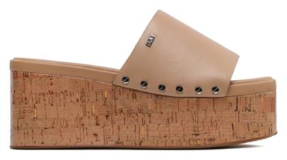 DKNY Καλοκαιρινές Γυναικείες Πλατφόρμες σε Στυλ Παντόφλας Μπεζ