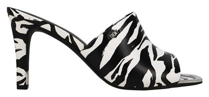 DKNY Mules με Χοντρό Ψηλό Τακούνι Black/White