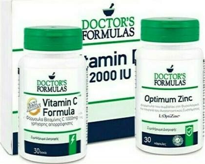 Doctor's Formulas Vitamin C Formula Fast Action 1000 mg 30 caps & Optimum Zinc 15 mg 30 tabs & Δώρο Vitamin D3 2000 IU 60 soft gels 30 κάψουλες Unflavoured