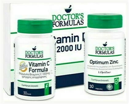 Doctor's Formulas Vitamin C Formula Fast Action 1000 mg 30 caps & Optimum Zinc 15 mg 30 tabs & Δώρο Vitamin D3 2000 IU 60 soft gels Βιταμίνη για Ενέργεια & Ανοσοποιητικό 30 κάψουλες από το Pharm24