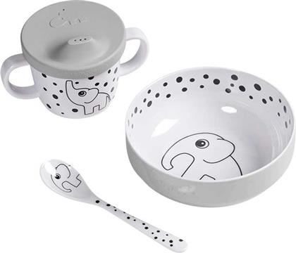 Done by Deer Σετ Φαγητού First Meal Happy Dots Grey από το Spitishop