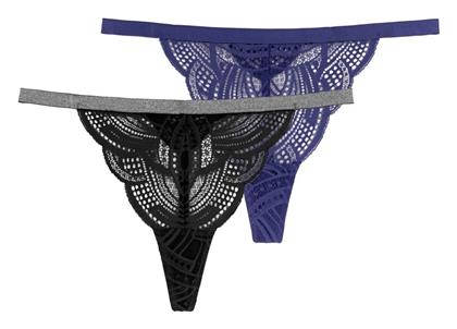 Dorina Γυναικεία String 2Pack με Δαντέλα Μπλε