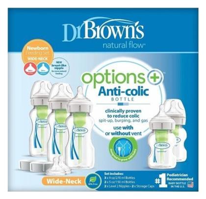 Dr. Brown's Σετ Πλαστικά Μπιμπερό Options Κατά των Κολικών με Θηλή Σιλικόνης για 0+ μηνών Διάφανο 270ml 5τμχ