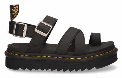 Dr. Martens Avry Hydro Δερμάτινα Γυναικεία Σανδάλια με Λουράκι Flatforms σε Μαύρο Χρώμα
