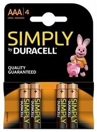 Duracell Simply Αλκαλικές Μπαταρίες AAA 1.5V 4τμχ από το ΑΒ Βασιλόπουλος