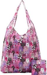 Eco Chic Cats Υφασμάτινη Τσάντα για Ψώνια σε Μωβ χρώμα
