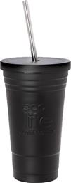 Ecolife Cup Ποτήρι Θερμός με Καλαμάκι σε Μαύρο χρώμα 0.48lt