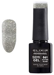 Elixir Semi Gel Ημιμόνιμο Βερνίκι Νυχιών 561 Glitter Silver με Glitter 5ml