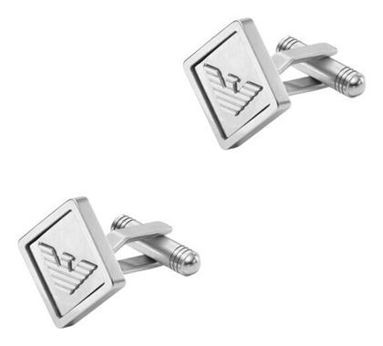 Emporio Armani Eagle Logo Μανικετόκουμπα από Ατσάλι σε Ασημί Χρώμα