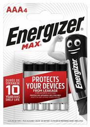 Energizer Max Αλκαλικές Μπαταρίες AAA 1.5V 4τμχ από το ΑΒ Βασιλόπουλος