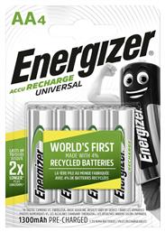 Energizer Universal Επαναφορτιζόμενες Μπαταρίες AA Ni-MH 1300mAh 1.2V 4τμχ