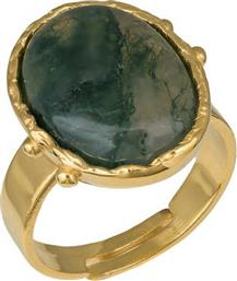 Επίχρυσο δαχτυλίδι 925 με πέτρα από πράσινο Δενδρίτη 036603 036603 Ασήμι