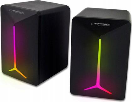 Esperanza Ηχεία Υπολογιστή 2.0 με RGB Φωτισμό και Ισχύ 2.5W σε Μαύρο Χρώμα