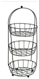 Espiel Φρουτιέρα Μεταλλική 3 Επιπέδων Μαύρη 20.5x20.5x50εκ.