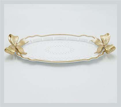 Estheti Home Δισκος Φιογκους Πολυρεζιν Λευκο-χρυσο 32x15.5x4εκ 819-00557