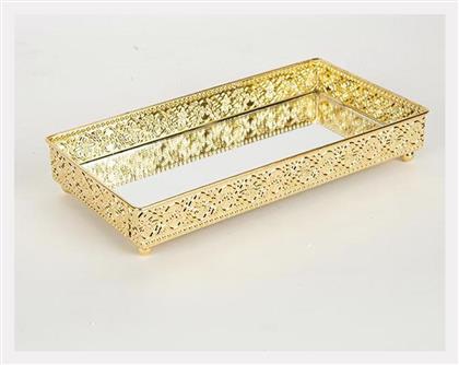 Estheti Home Δίσκος Μεταλλικός Χρυσός Καθρέπτη 24x12.5x4cm 752-16026