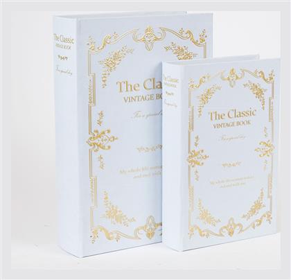 Estheti Home S/2 Διακοσμητικα Κουτια Classic Vintage Book Ξυλινο Λευκο 30x21x7cm 819-00284