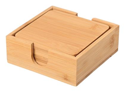 Estia Bamboo Essentials Σουβέρ Ξύλινο με Βάση Μπεζ 11x11cm 4τμχ