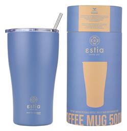 Estia Coffee Mug Save The Aegean Ανακυκλώσιμο Ποτήρι Θερμός Ανοξείδωτο BPA Free Denim Blue 500ml με Καλαμάκι από το e-shop