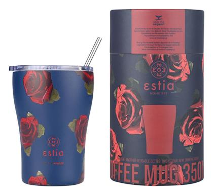 Estia Coffee Mug Save The Aegean Ποτήρι Θερμός Ανοξείδωτο BPA Free Electric Roses Estia 350ml με Καλαμάκι από το e-shop