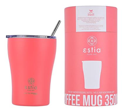 Estia Coffee Mug Save The Aegean Ποτήρι Θερμός Ανοξείδωτο BPA Free Fusion Coral 350ml με Καλαμάκι