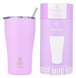 Estia Coffee Mug Save The Aegean Ποτήρι Θερμός Ανοξείδωτο BPA Free Lavender Purple 500ml με Καλαμάκι