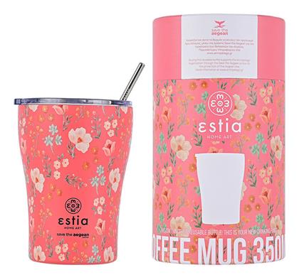 Estia Coffee Mug Save The Aegean Ποτήρι Θερμός Ανοξείδωτο BPA Free Πορτοκαλί 350ml με Καλαμάκι από το Spitishop