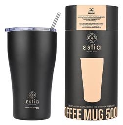 Estia Coffee Mug Save The Aegean Ποτήρι Θερμός Ανοξείδωτο Midnight Black Estia 500ml με Καλαμάκι από το e-shop