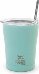 Estia Coffee Mug Save The Aegean Ποτήρι Θερμός Ανοξείδωτο BPA Free Bermuda Green 350ml με Καλαμάκι