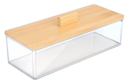 Estia Καλάθι Αποθήκευσης Bamboo με Καπάκι Διάφανο 23.3x9.4x8.8cm