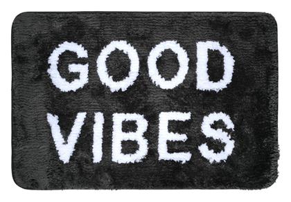 Estia Πατάκι Μπάνιου Microfiber Good Vibes 02-28541 Μαύρο 40x60εκ.