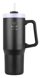 Estia Straw Tumbler XL Save The Aegean 900ml Midnight Black