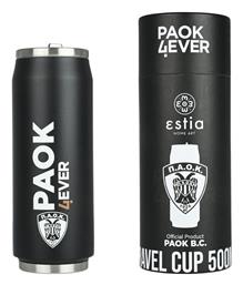 Estia Travel Cup Save the Aegean Ποτήρι Θερμός Ανοξείδωτο BPA Free PAOK B.C. 500ml με Καλαμάκι