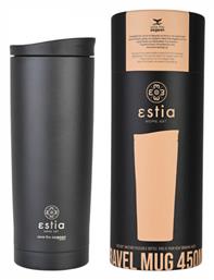 Estia Travel Mug Save The Aegean Ανακυκλώσιμο Ποτήρι Θερμός Ανοξείδωτο BPA Free Midnight Black 450ml από το e-shop