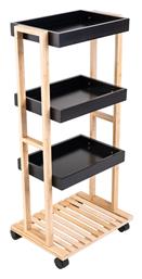 Estia Τρόλεϊ Κουζίνας Ξύλινο Μαύρο 3 Θέσεων 40x30x88cm