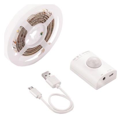 Eurolamp Αδιάβροχη Ταινία LED Τροφοδοσίας USB (5V) με Θερμό Λευκό Φως Μήκους 1m και 30 LED ανά Μέτρο με Αισθητήρα Κίνησης Τύπου SMD2835