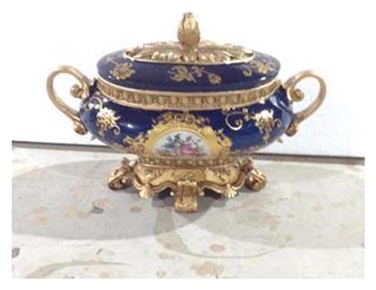 Eurolamp Φοντανιέρα Πορσελάνης με Καπάκι 27x20x18cm Μπλε