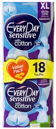 Every Day Sensitive with Cotton Extra Long Σερβιέτες με Φτερά για Αυξημένη Ροή 8 Σταγόνες σε Διπλή Συσκευασία 2x9τμχ από το Pharm24