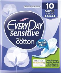 Every Day Sensitive with Cotton Super Ultra Plus Σερβιέτες με Φτερά για Αυξημένη Ροή 6 Σταγόνες 10τμχ