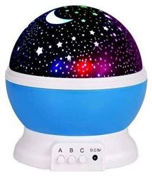 Factory Led Περιστρεφόμενο Παιδικό Φωτιστικό Projector με Προβολή Αστεριών Μπλε 12x12x13.5εκ.