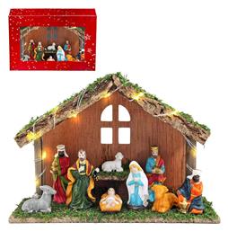 Φάτνη Ξύλινη Μεσαίου Μεγέθους Φωτιζόμενη