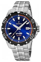 Festina Diver Ρολόι Μπαταρίας με Ασημί Μεταλλικό Μπρασελέ από το Eleftheriou Online