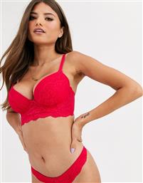 Figleaves Juliette fuller bust lace longline plunge bra in red από το Asos