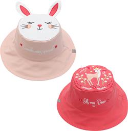 Flapjackkids Παιδικό Καπέλο Bucket Υφασμάτινο Αντηλιακό Bunny / Deer Ροζ